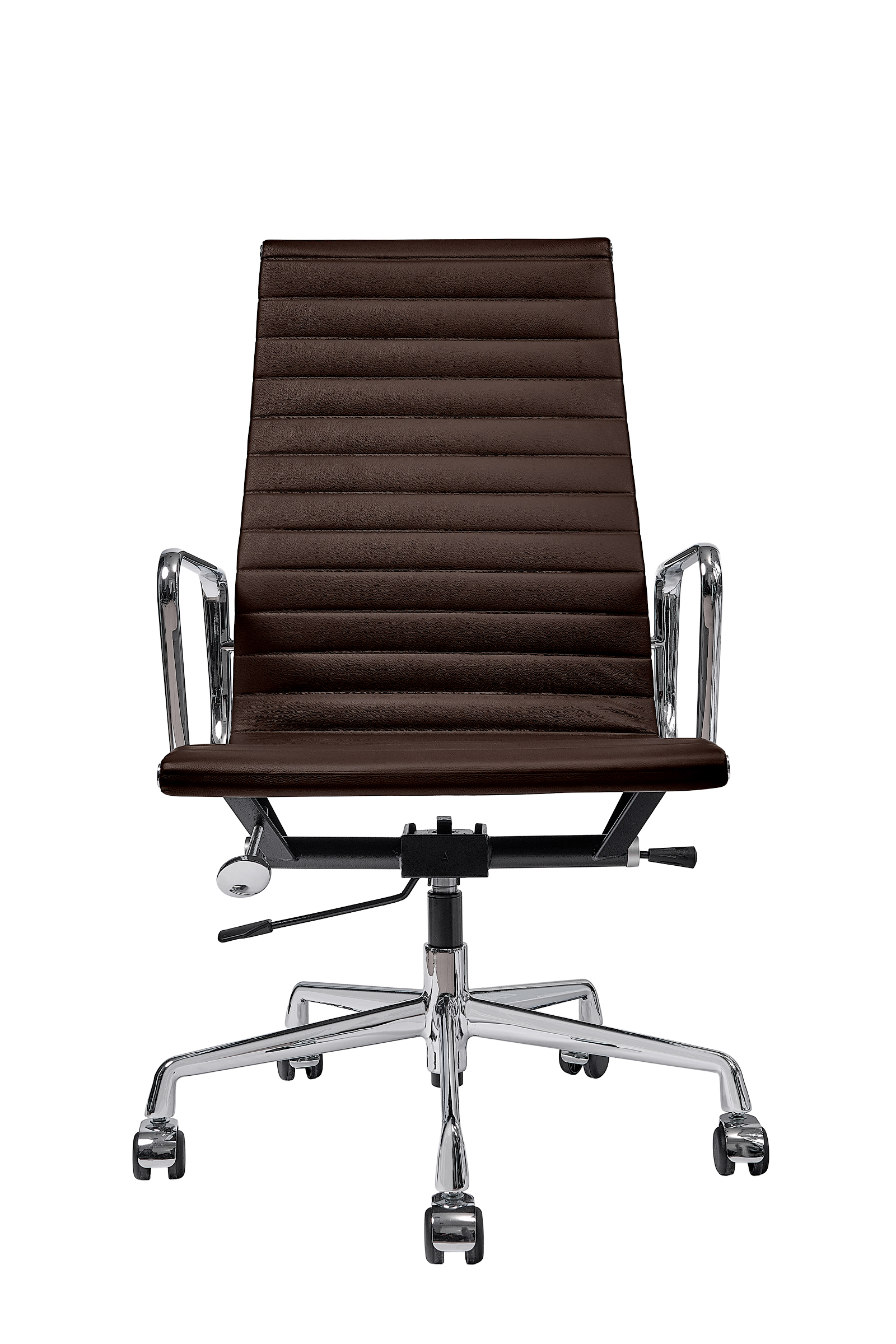 Эргономичное кресло Eames Ribbed Office Chair EA 119, темно-коричневая кожа