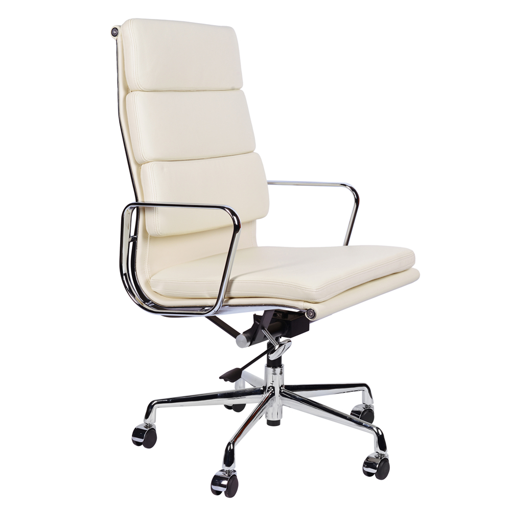 Эргономичное кресло Eames HB Soft Pad Executive Chair EA 219, кремовая кожа