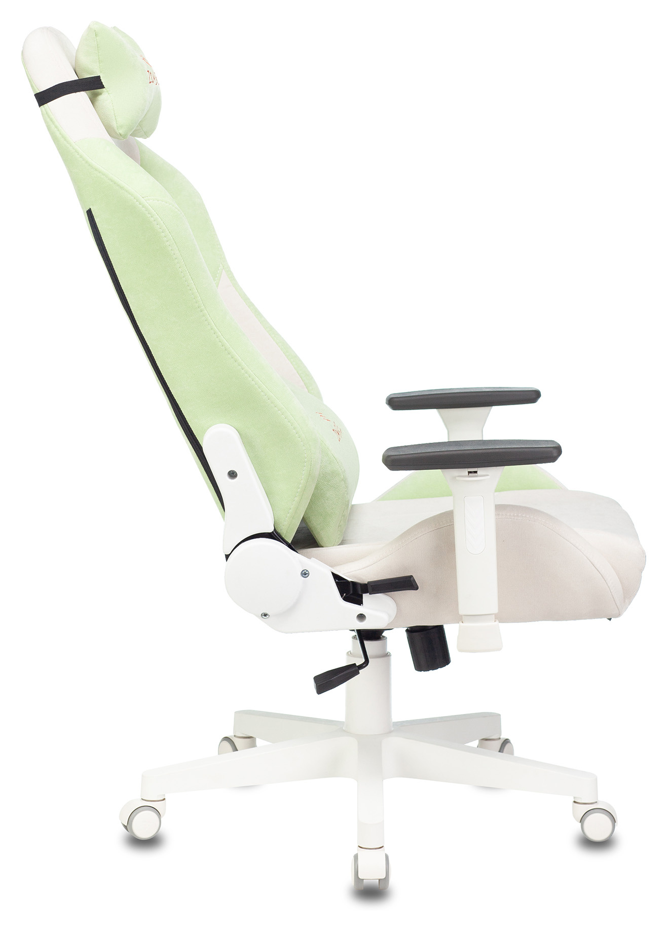 Геймерское кресло Zombie Fabric белый/зеленый с подголов., крестовина пластик (белый)