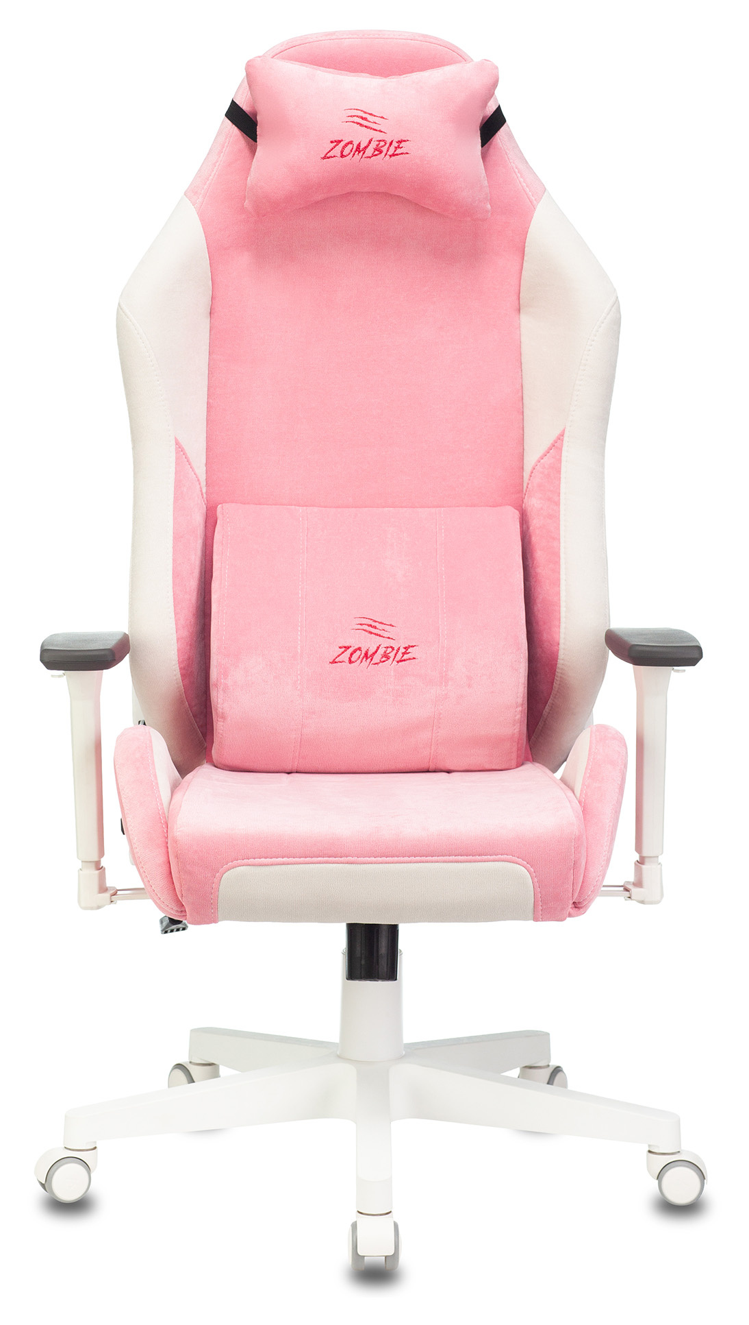 Геймерское кресло Zombie Fabric белый/розовый с подголов., крестовина пластик (белый)