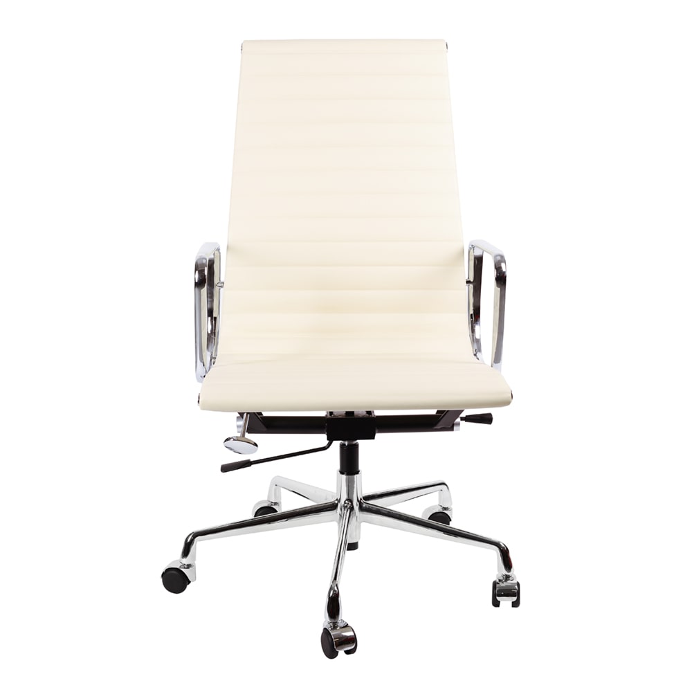 Эргономичное кресло Eames HB Ribbed Office Chair EA 119, кремовая кожа