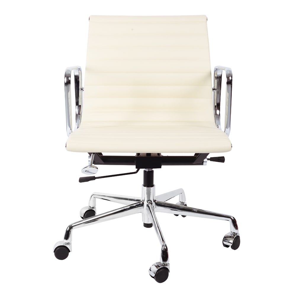Эргономичное кресло Eames Ribbed Office Chair EA 117, кремовая кожа