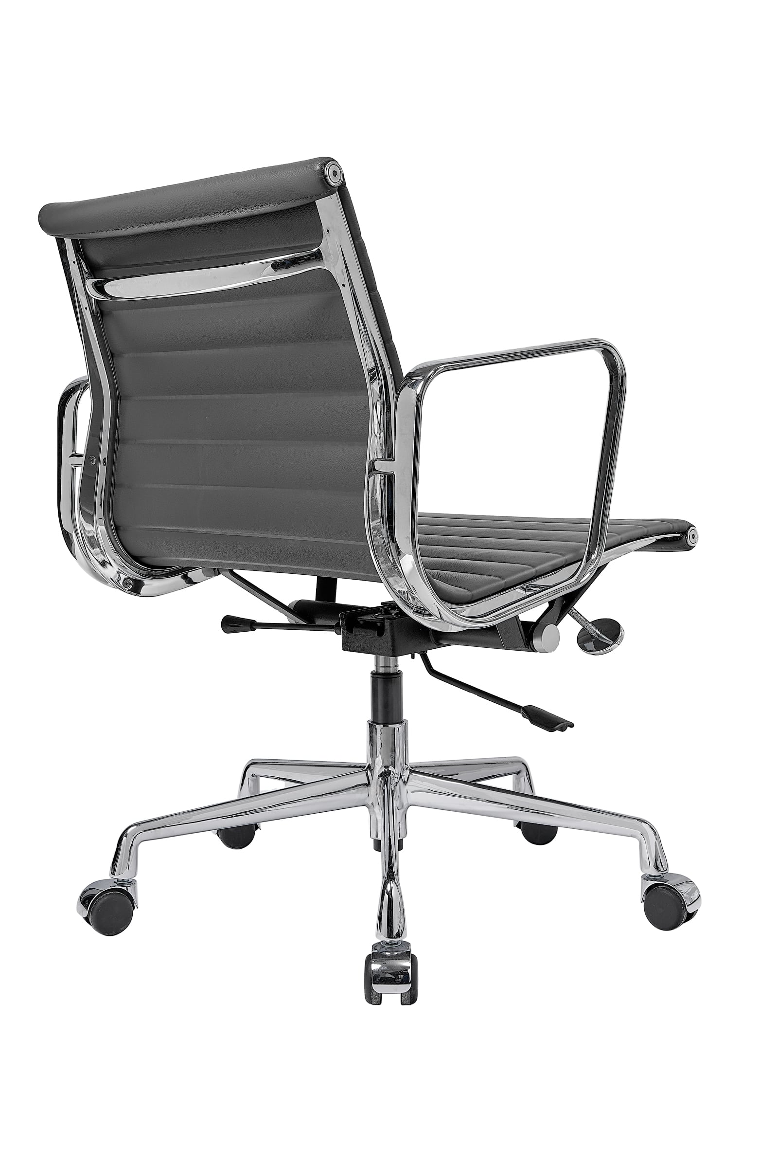 Эргономичное кресло Eames Ribbed Office Chair EA 117, кожа графит