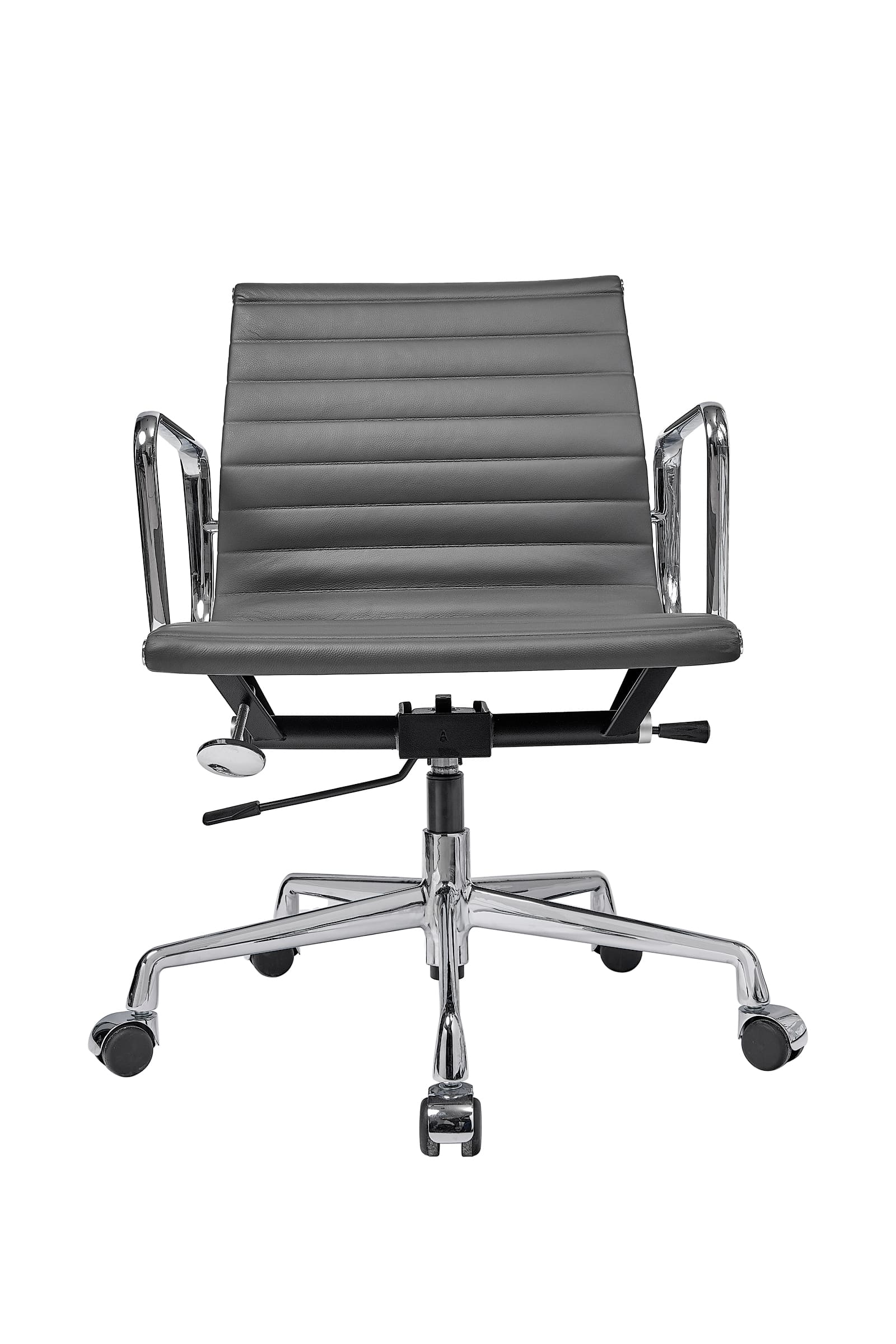 Эргономичное кресло Eames Ribbed Office Chair EA 117, кожа графит
