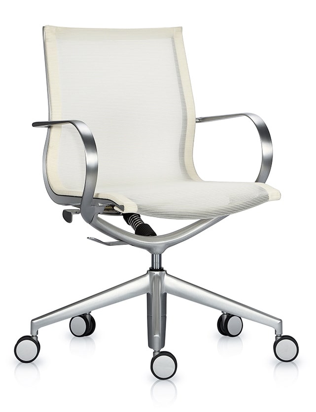 Эргономичное кресло Soho Design Mercury LB тепло-белая 3D-сетка, матовый алюминий