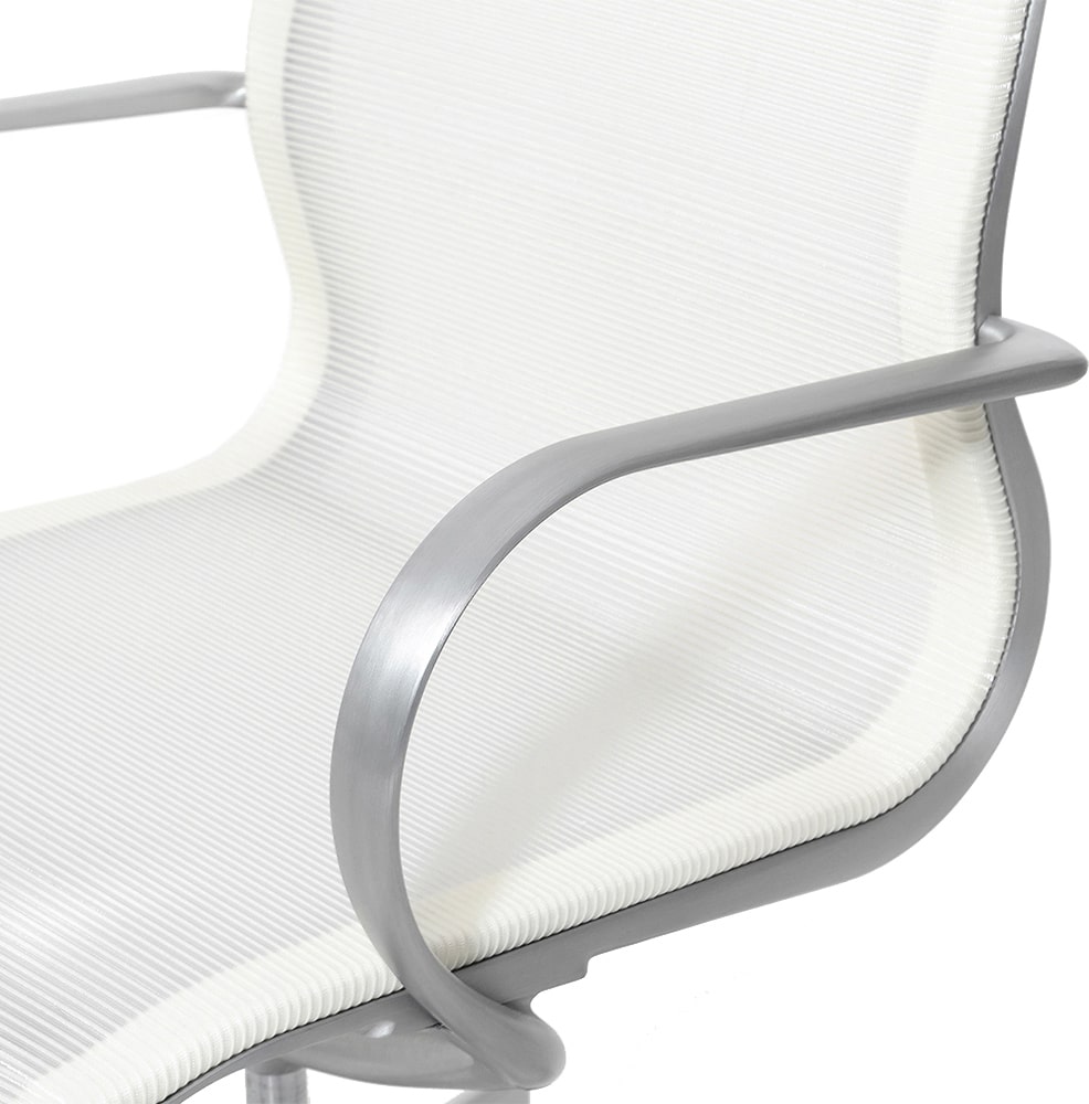 Эргономичное кресло Soho Design Mercury LB тепло-белая 3D-сетка, матовый алюминий