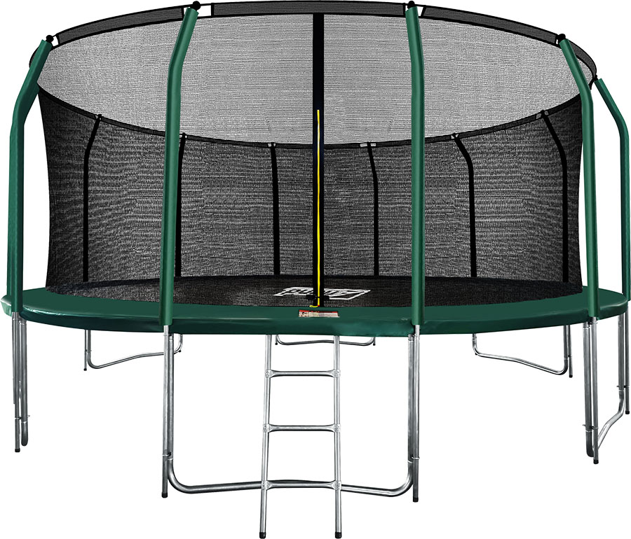 Батут Arland премиум 16FT с внутренней страховочной сеткой и лестницей, темно-зеленый