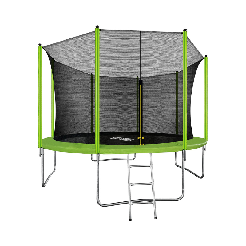 Батут Arland 12 ft с внутренней страховочной сеткой и лестницей, светло-зелёный