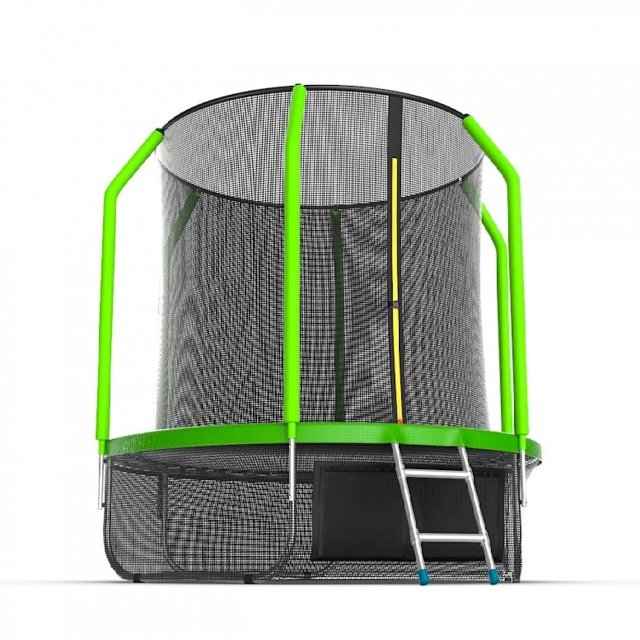 Батут Evo Jump Cosmo 6 ft, с внутренней сеткой и лестницей (зелёный) + нижняя сеть
