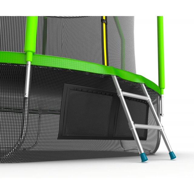 Батут Evo Jump Cosmo 10 ft, с внутренней сеткой и лестницей (зелёный) + нижняя сеть