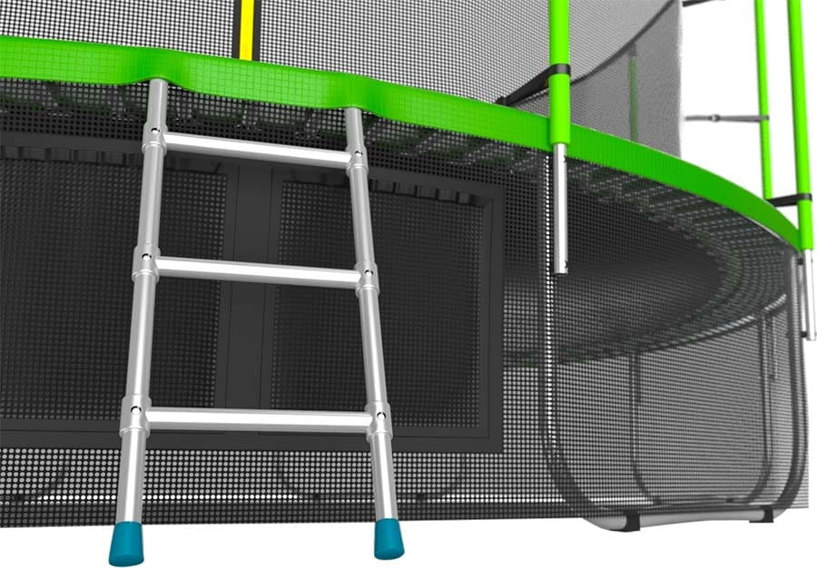 Батут Evo Jump 16 ft, с внутренней сеткой и лестницей (зелёный) + нижняя сеть