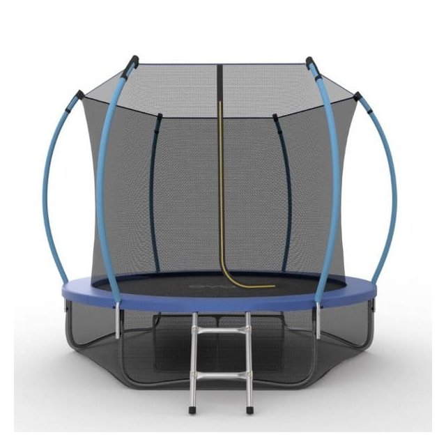 Батут Evo Jump 8 ft, с внутренней сеткой и лестницей (синий) + нижняя сеть