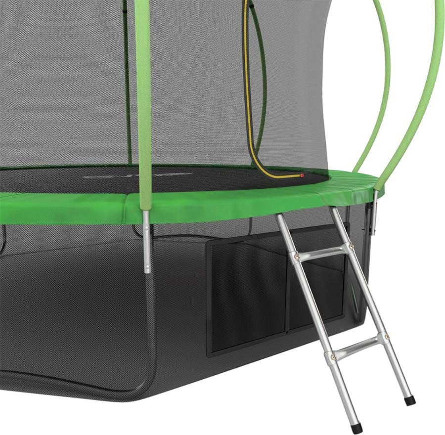 Батут Evo Jump 12 ft, с внутренней сеткой и лестницей (зелёный) + нижняя сеть