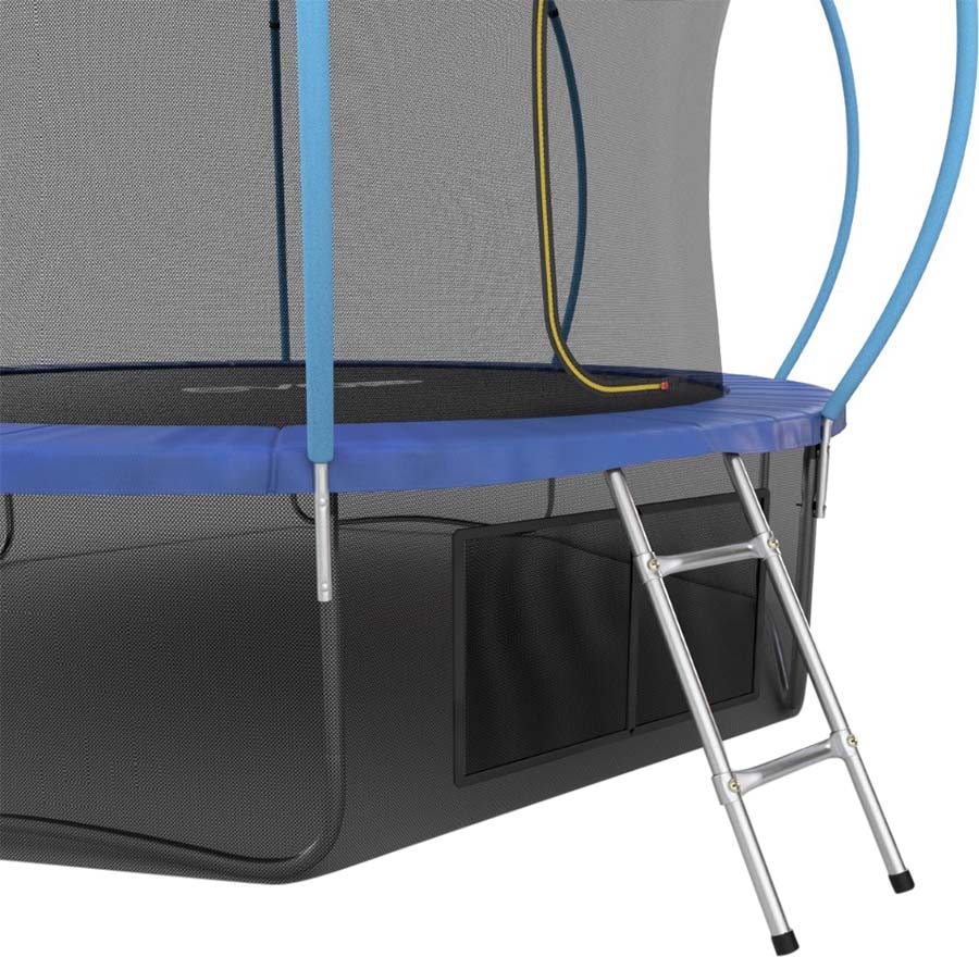 Батут Evo Jump 12 ft, с внутренней сеткой и лестницей (синий) + нижняя сеть