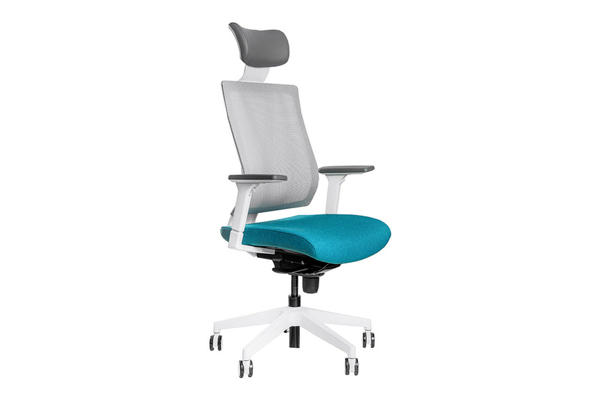 Эргономичное кресло Falto G-1 GON 01WAL/GY-BL (каркас белый, спинка серая, сиденье синие)