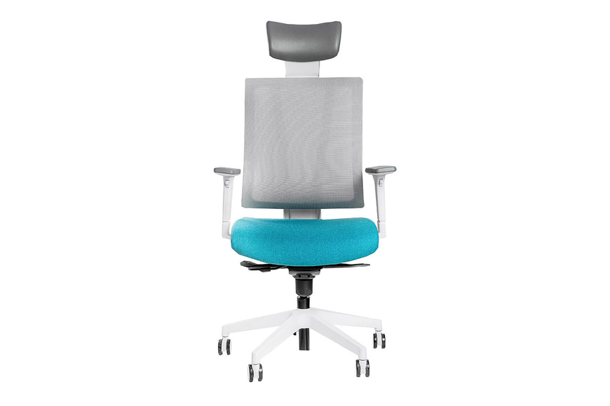 Эргономичное кресло Falto G-1 GON 01WAL/GY-BL (каркас белый, спинка серая, сиденье синие)
