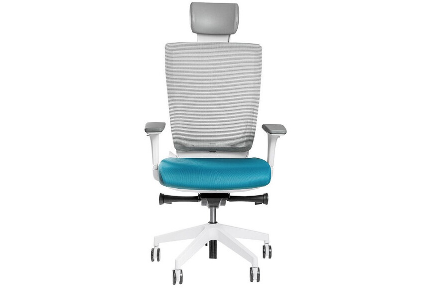 Эргономичное кресло Falto TRIUM TRI 11WALM/GY-BL (каркас белый, спинка серая, сиденье синее)