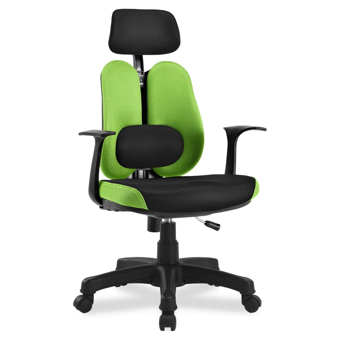 Эргономичное кресло Falto Duo Gini SY-1033 GN (Каркас черный/ спинка ткань зеленая/сидение ткань черно-зеленая)
