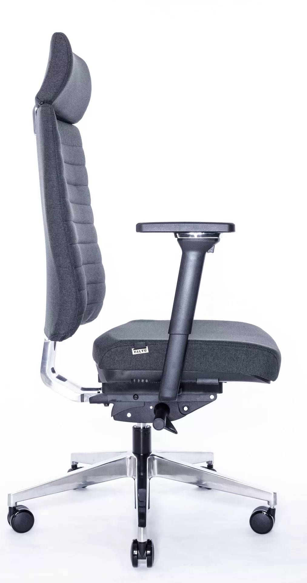 Эргономичное кресло Falto TRONA 1702-18H Medley black 60999 (черный каркас / т. серая ткань / АЛ крестовина)
