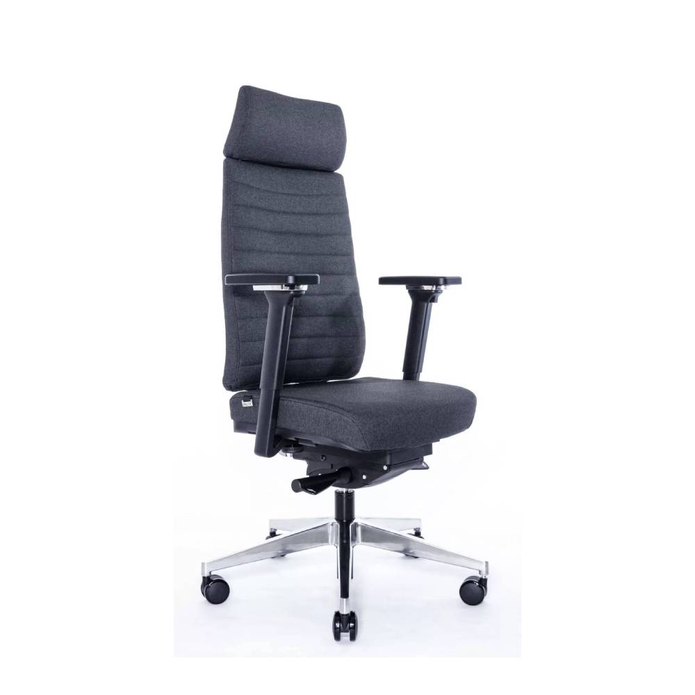 Эргономичное кресло Falto TRONA 1702-18H Medley black 60999 (Черн каркас / Т.Сер ткань / АЛ Крестовина)