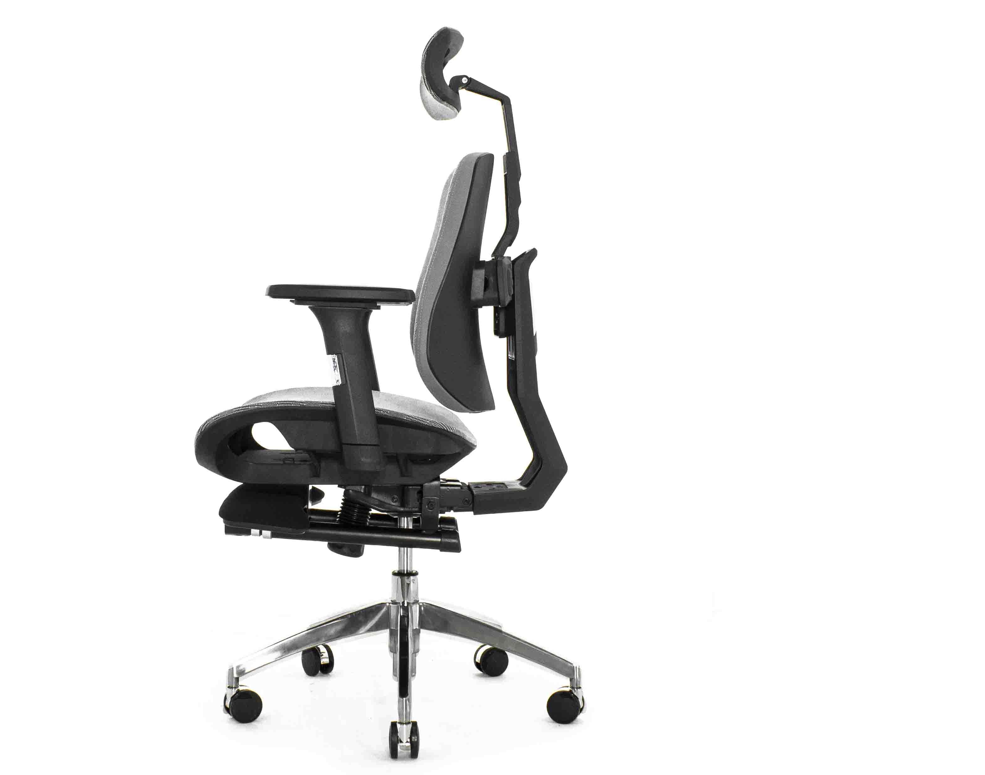 Ортопедическое кресло Falto BIONIC COMBI FOOTREST AMS-158A (черный каркас / обивка сетка GREY) с подножкой