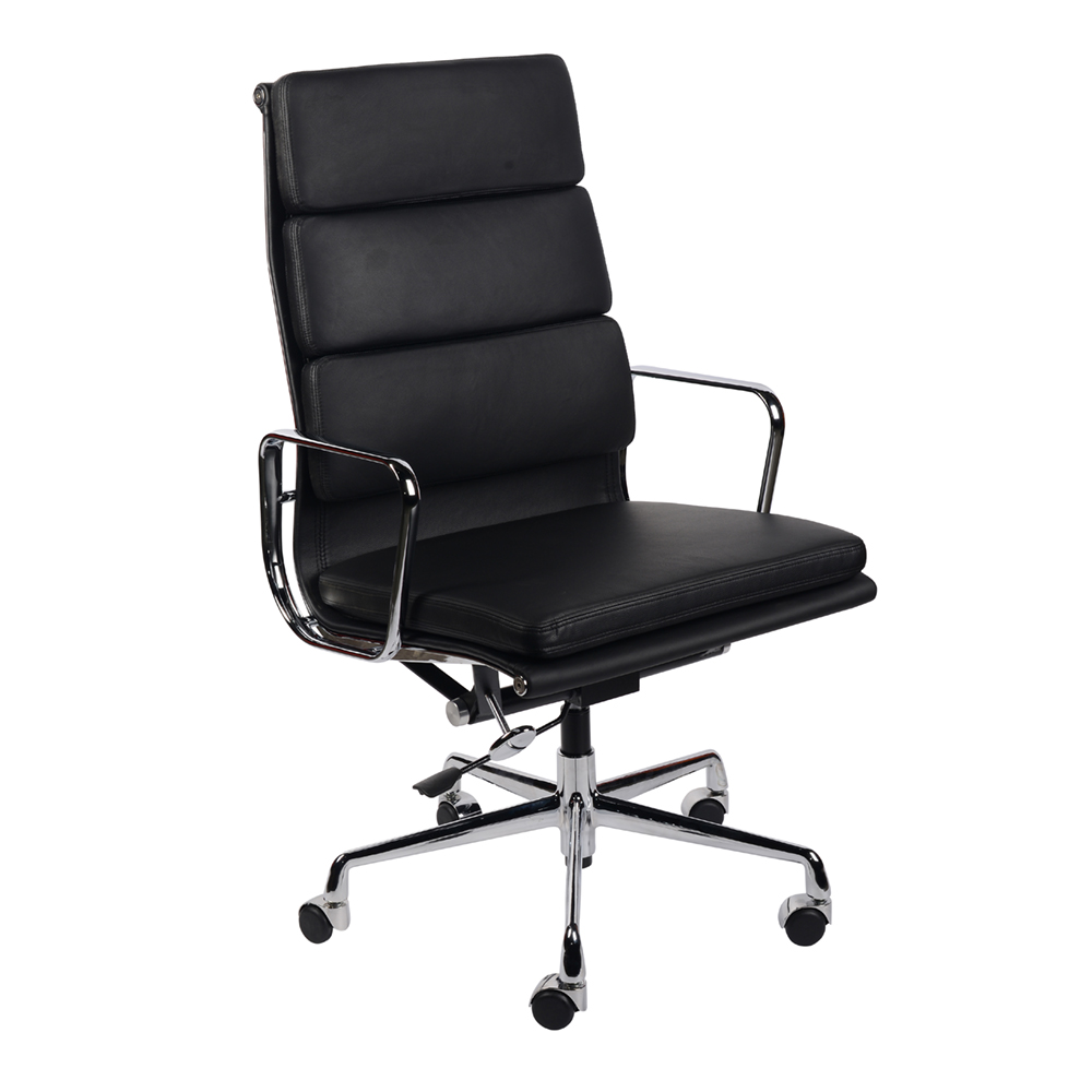 Эргономичное кресло Eames HB Soft Pad Executive Chair EA 219, черная кожа