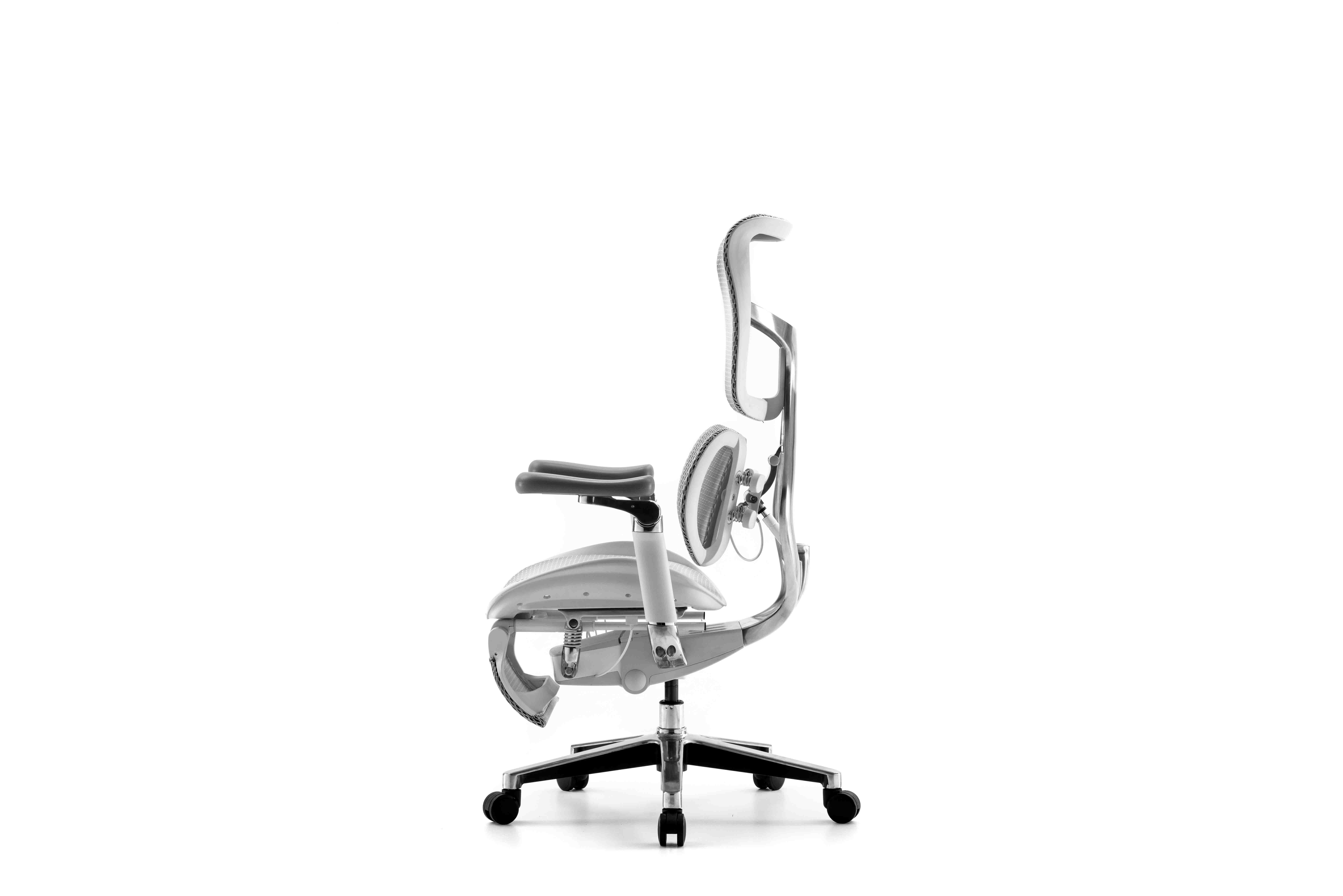 Эргономичное кресло Falto SCALA с подножкой (каркас светлый, сетка белый)