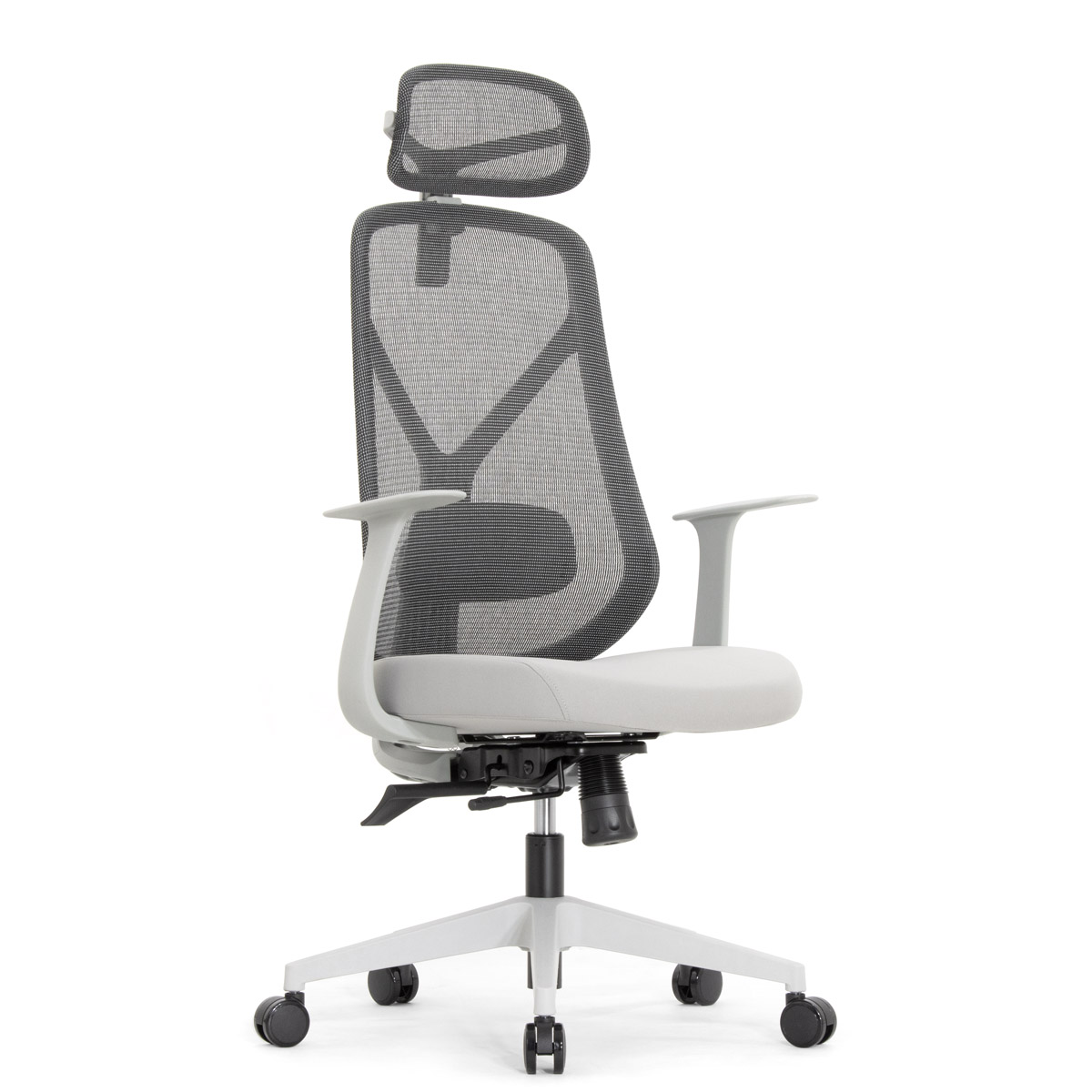 Эргономичное кресло Falto Kuraj (поясничный упор, сетка, ткань, серый)
