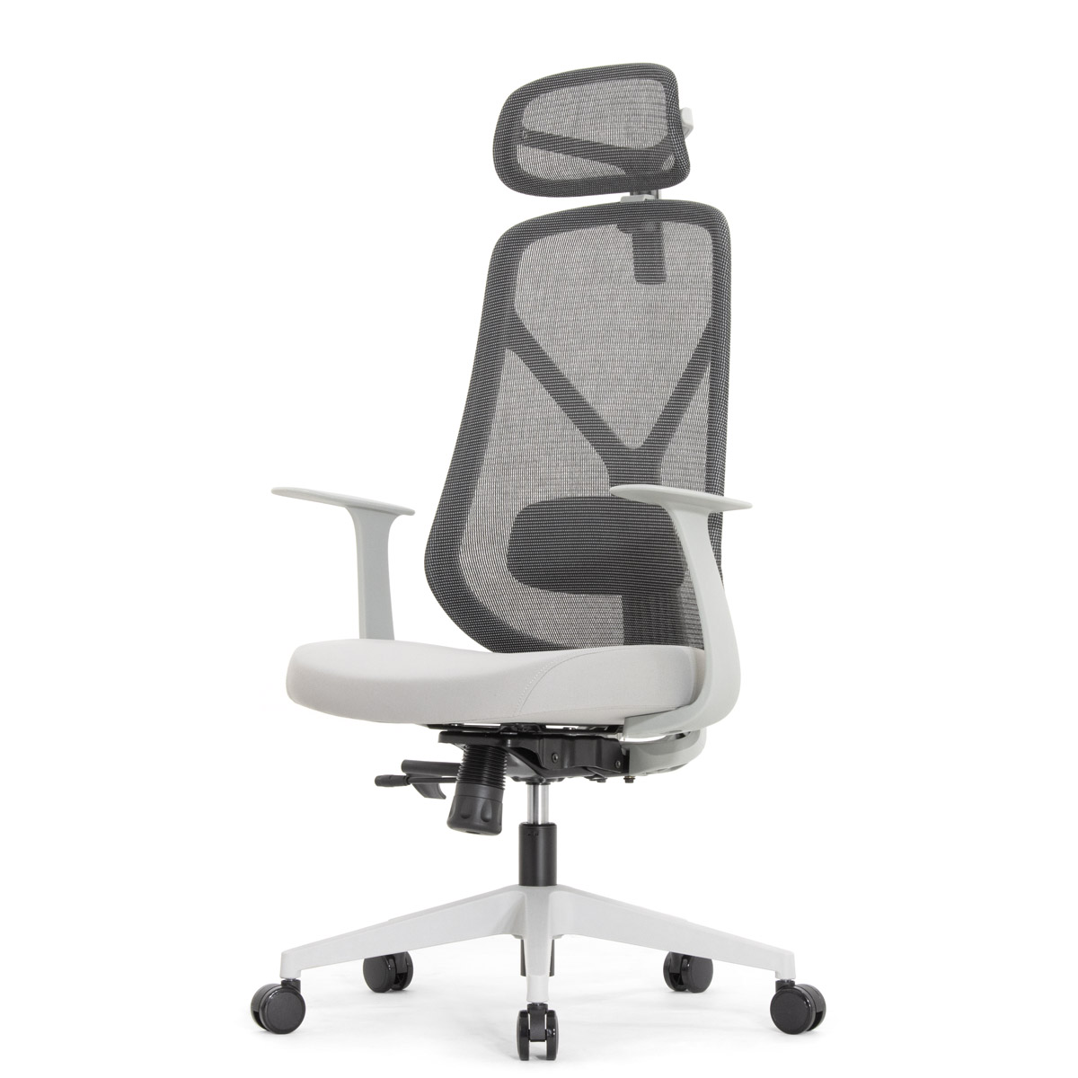 Эргономичное кресло Falto Kuraj (поясничный упор, сетка, ткань, серый)