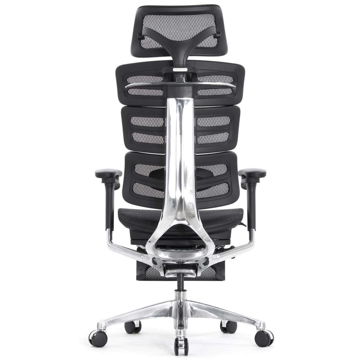 Эргономичное кресло Falto Evolution с подножкой (тихие вставки, управление на подлокотниках, сетка, чёрный)