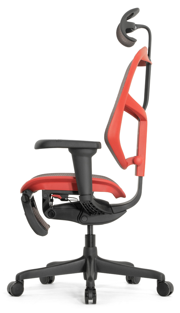 Геймерское кресло Falto Enjoy 2 Ultra Game с подножкой (наклон вперёд, сетка, чёрный с красным)