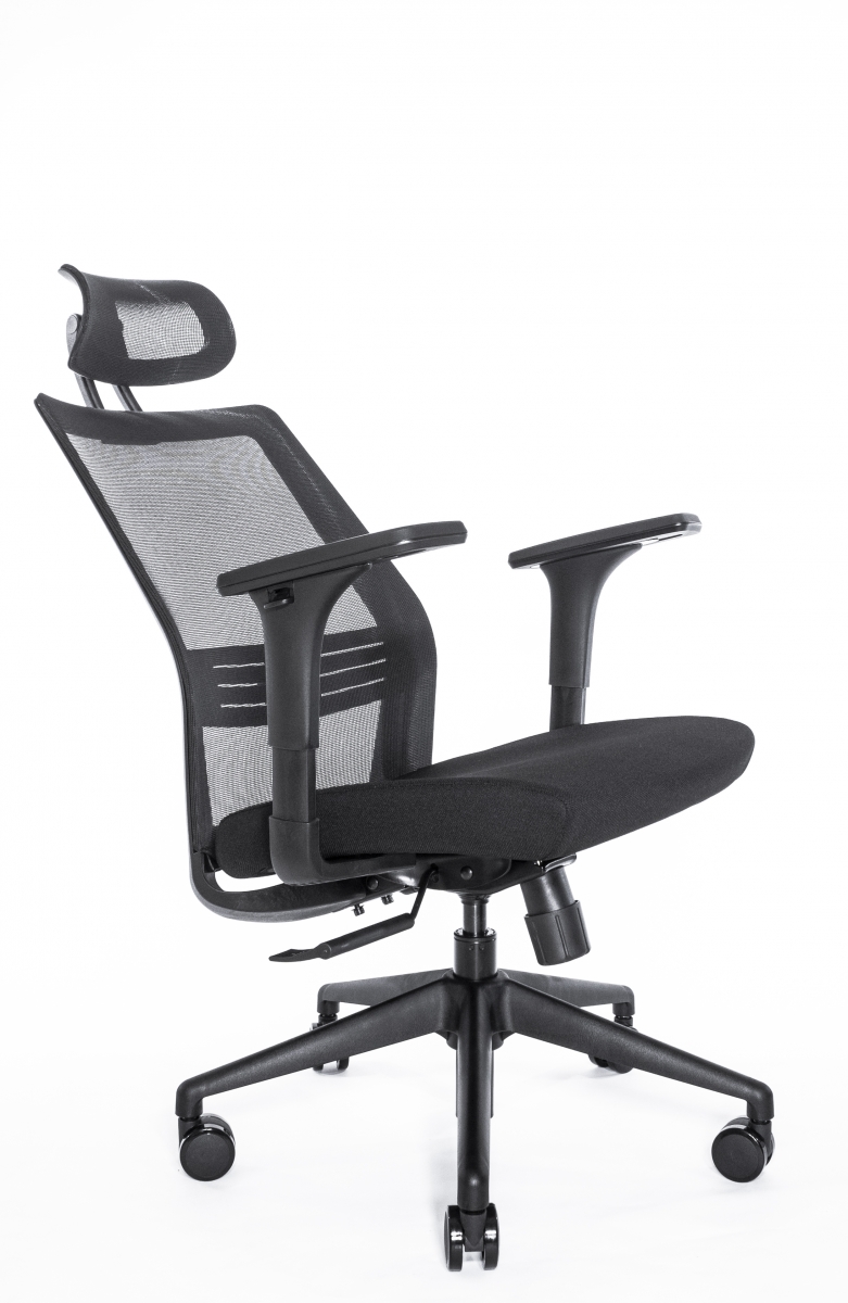 Эргономичное кресло Falto Soul Auto (автоматическая жёсткость качания, сетка, ткань, чёрный)