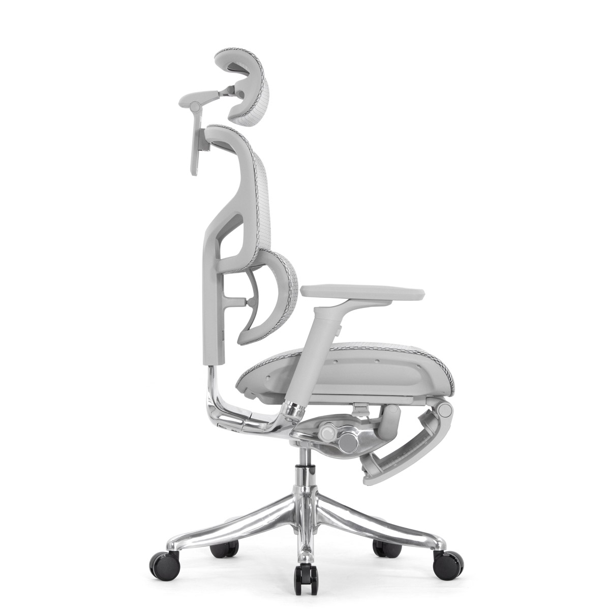 Эргономичное кресло Falto Pro 2 с подножкой (3D поясничный упор, подголовник 4D, каркас серый, белый)