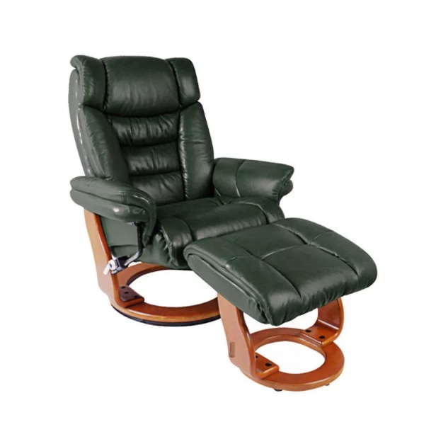 Кресло-реклайнер Relax MAURIS 7604W (кожа-зелен / дер-св.кор 007 DARK GREEN /029 т.орех)