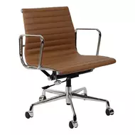 Эргономичное кресло Eames Ribbed Office Chair EA 117, коричневая кожа