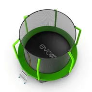 Батут Evo Jump Cosmo 8 ft, с внутренней сеткой и лестницей (зелёный) + нижняя сеть