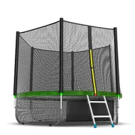 Батут Evo Jump 8 ft, с внешней сеткой и лестницей (зелёный) + нижняя сеть