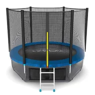 Батут Evo Jump 8 ft, с внешней сеткой и лестницей (синий) + нижняя сеть