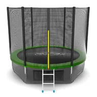 Батут Evo Jump 10 ft, с внешней сеткой и лестницей (зелёный) + нижняя сеть