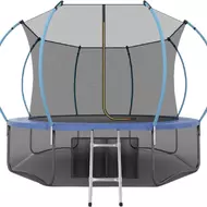 Батут Evo Jump 12 ft, с внутренней сеткой и лестницей (синий) + нижняя сеть
