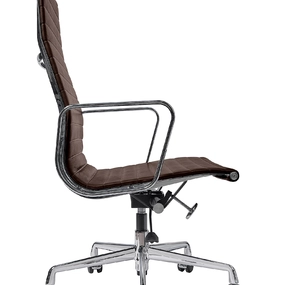 Эргономичное кресло Eames Ribbed Office Chair EA 119, темно-коричневая кожа