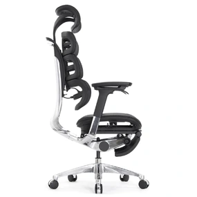 Эргономичное кресло Falto Evolution с подножкой (тихие вставки, управление на подлокотниках, сетка, чёрный)