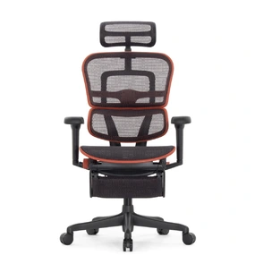 Геймерское кресло Falto Ergohuman 2 Ultra Game с подножкой (наклон вперёд, сетка, чёрный с красным)